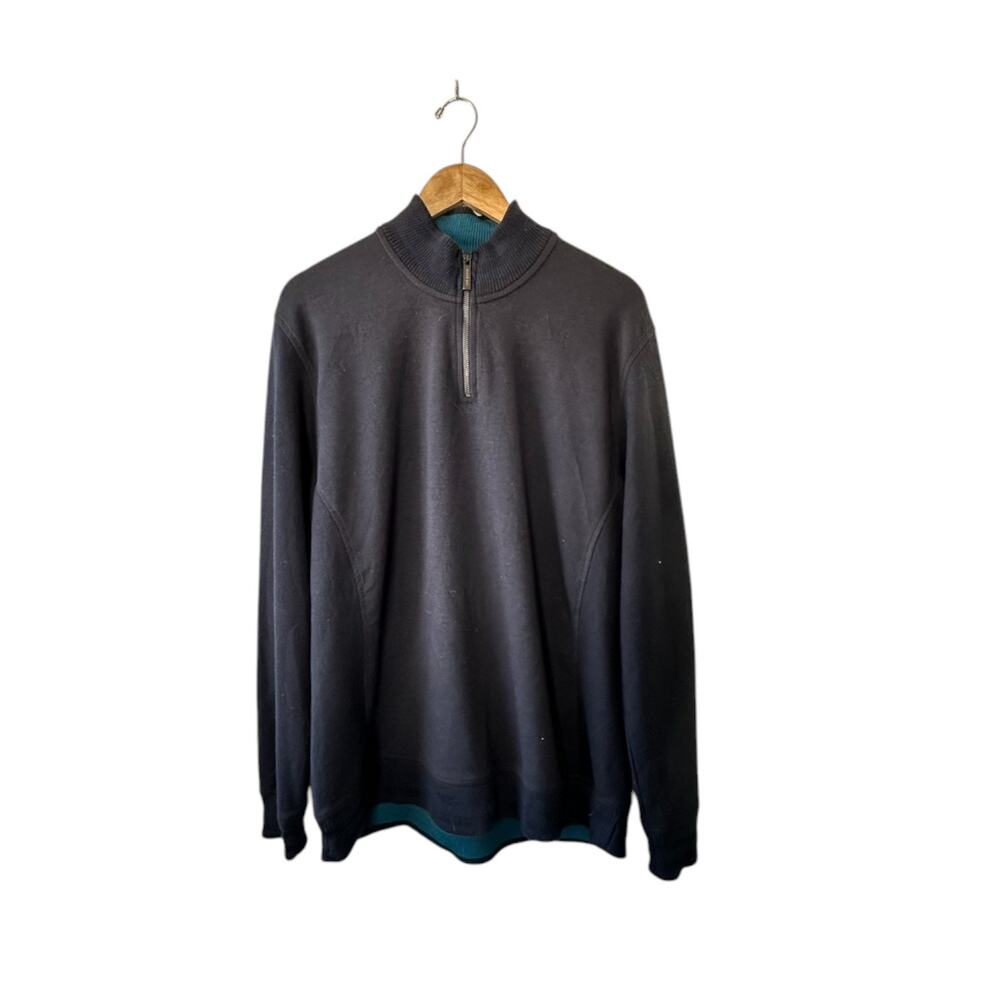 Ted Baker London Navy Blue 1/4 Zip Long Sleeve Pullover Men's Size 6 XXL New